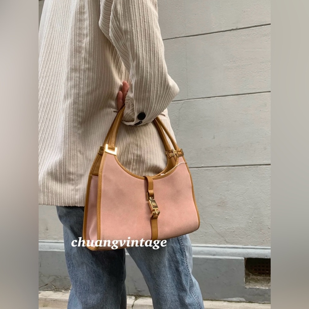 Auth🩷Vintage Gucci Pink and Tan Shoulder Bag - Picture 9 of 9